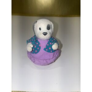 Calico Critters Dalmation Woodzeez‎ Dog Figure Purple Dress Teal